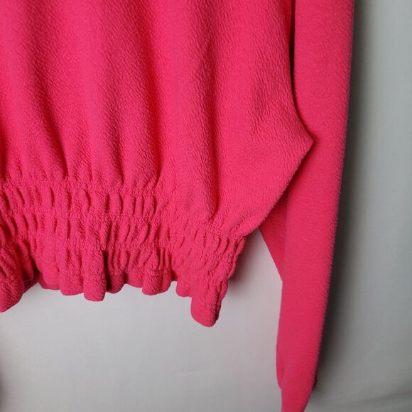 Maeve by Anthropologie Hot Pink Smocked Waist Pullover Top XL - Picture 5 of 10
